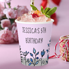 Personalisierter Name Niedlich Grau Blau und Lila  Pappbecher