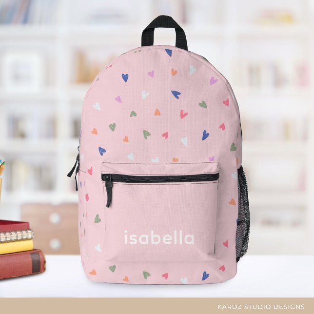 Personalisierter Name Niedlich Hearts Girl Backpac Bedruckter Rucksack (Von Creator hochgeladen)