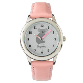 Personalisierter Name niedlich Koala Bär rosa Mädc Armbanduhr