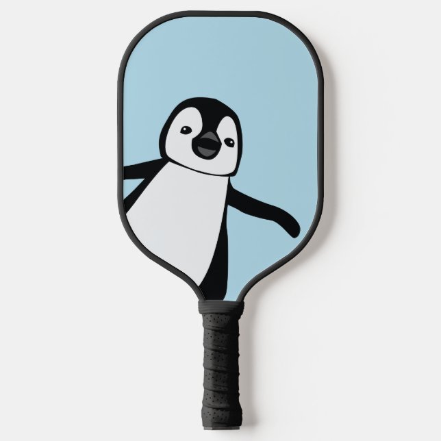 Personalisierter Name Niedlich Peeking Pinguin bla Pickleball Schläger (Vorderseite)