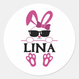 Personalisierter Name Niedlich rosa Sonnenschein m Runder Aufkleber