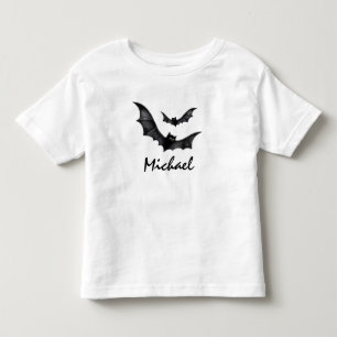 Personalisierter Name Niedlich Spooky Black Bats H Kleinkind T-shirt