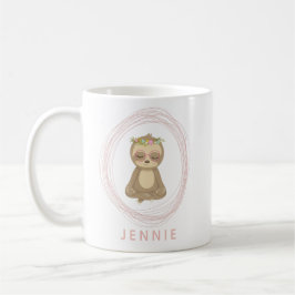 Personalisierter Name Niedlich Yoga Sloth Meditati Kaffeetasse