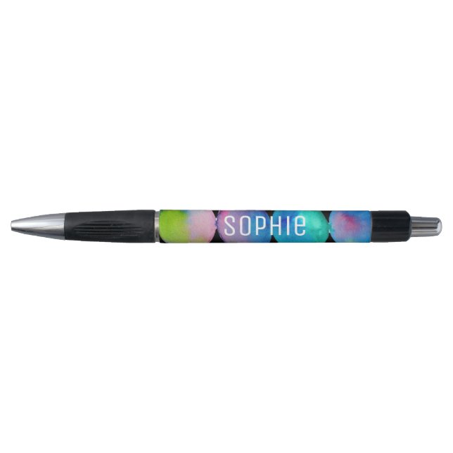 Personalisierter Name niedliche blaue Wasserfarbe Kugelschreiber (Vorderseite)