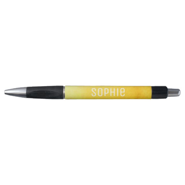Personalisierter Name niedliche gelbe Aquarellkuns Kugelschreiber (Vorderseite)
