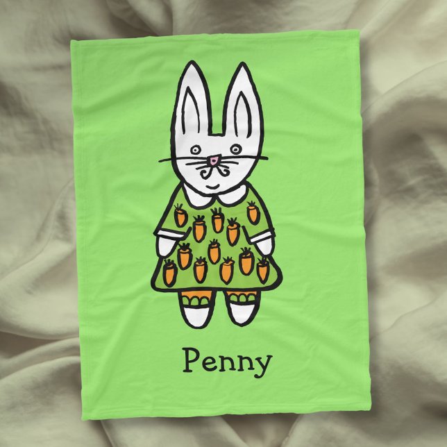 Personalisierter Name Niedliche Kaninchendarstellu Fleecedecke (Personalized Name Cute Rabbit Illustration Fleece Blanket)