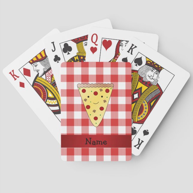 Personalisierter Name niedliche Pizzeria rot Spielkarten (Rückseite)