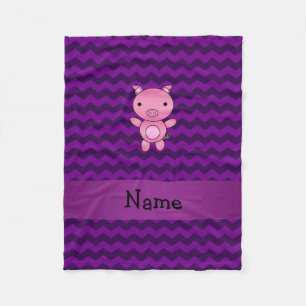 Personalisierter Name niedliches Schwein lila Kron Fleecedecke