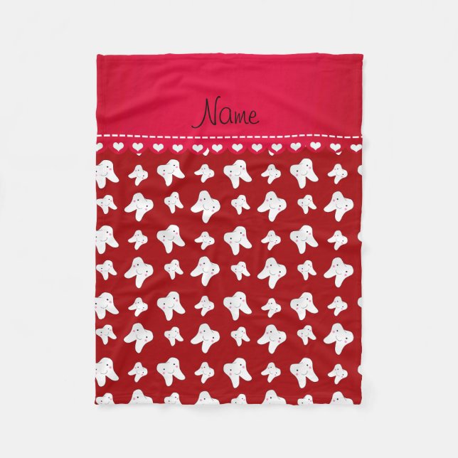 Personalisierter Name niedliches Zahnmuster Fleecedecke (Vorderseite)