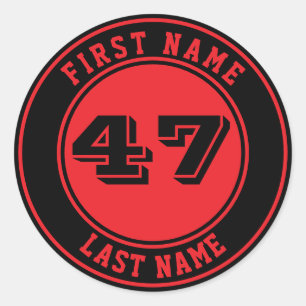 Personalisierter Name & Nummer Baseball-Schlägerkn Runder Aufkleber