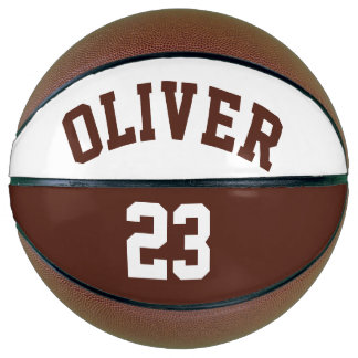 Personalisierter Name Nummer Braun Basketball