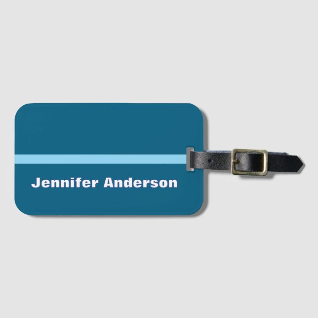 Personalisierter Name Ocean Blue Color Gepäckanhänger (Vorderseite (Horizontal))
