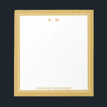 Personalisierter Name Ochre White Elegante Minimal Notizblock<br><div class="desc">Personalisierter Name Ochre White Elegant Minimalistisches Notepad. Individuelle Name und Initials,  modernes,  einfaches Notizblock mit Ocker und Weiß.</div>