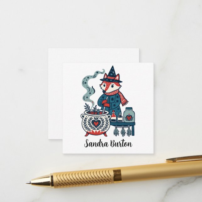 Personalisierter Name oder Text mit Fuchs-Kräutert Begleitkarte (Vorderseite/Rückseite Beispiel)