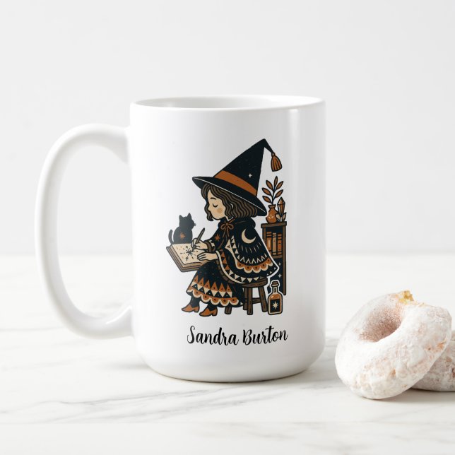 Personalisierter Name oder Text mit Hexenstudium Kaffeetasse (Mit Donut)