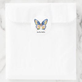 Personalisierter Name oder Text mit Schmetterling Runder Aufkleber