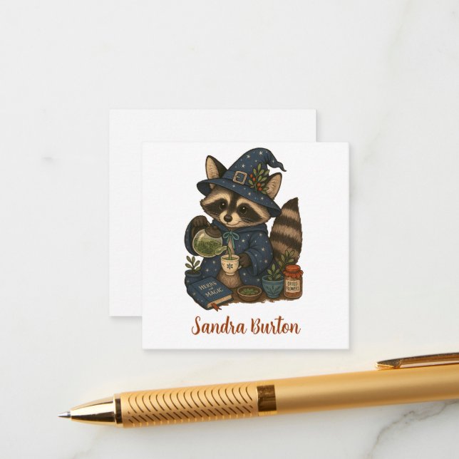 Personalisierter Name oder Text mit Waschbär-Kräut Begleitkarte (Vorderseite/Rückseite Beispiel)