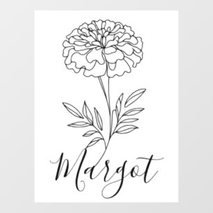 Personalisierter Name Oktober Marigold Birth Blume Fensteraufkleber