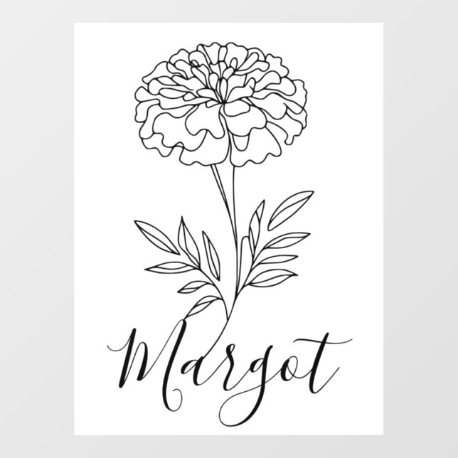 Personalisierter Name Oktober Marigold Birth Blume Fensteraufkleber (Blatt)