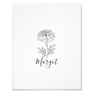 Personalisierter Name Oktober Marigold Birth Blume Fotodruck