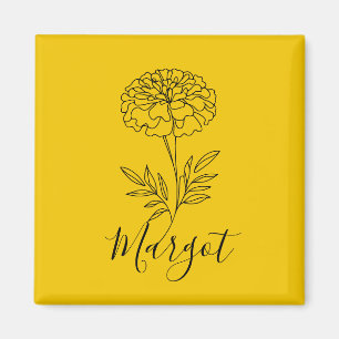 Personalisierter Name Oktober Marigold Birth Blume Magnet