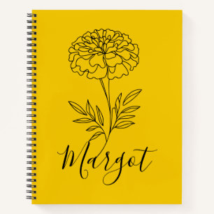 Personalisierter Name Oktober Marigold Birth Blume Notizbuch
