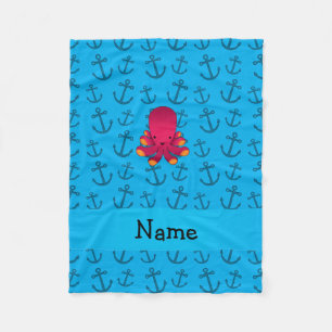 Personalisierter Name Oktopus blaue Referenzzeiche Fleecedecke