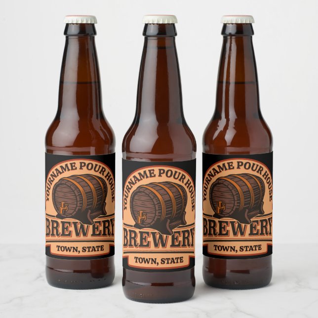 Personalisierter NAME Old Oak Barrel Bierbrauerei  Bierflaschenetikett (Flaschen)
