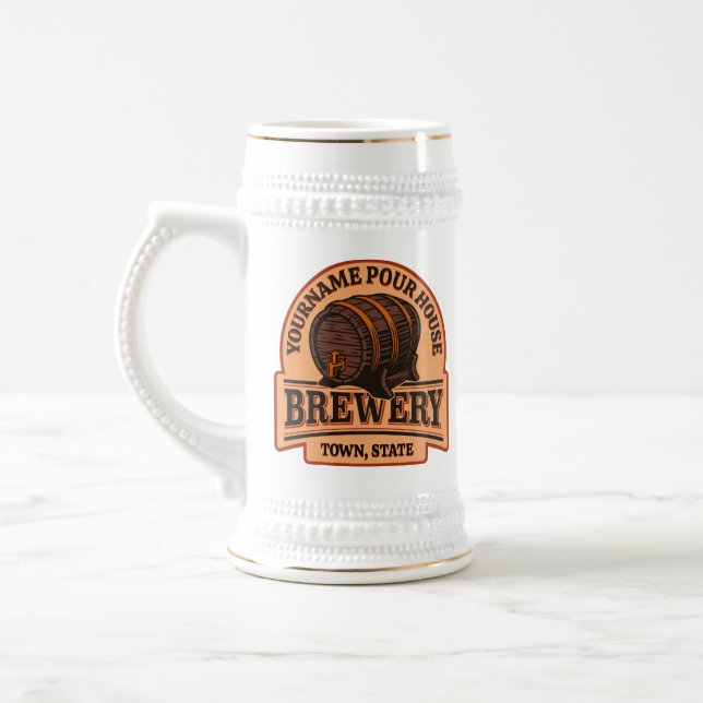 Personalisierter NAME Old Oak Barrel Bierbrauerei  Bierglas (Links)