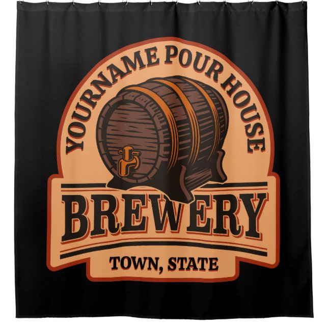 Personalisierter NAME Old Oak Barrel Bierbrauerei  Duschvorhang (Vorderseite)