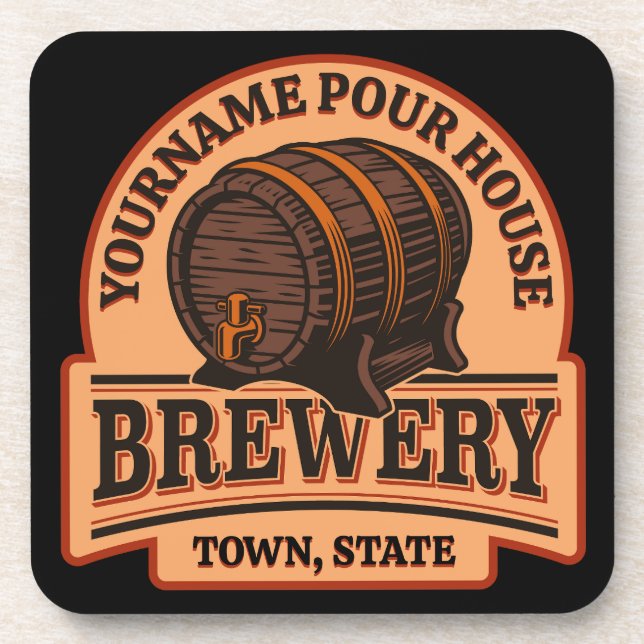 Personalisierter NAME Old Oak Barrel Bierbrauerei  Getränkeuntersetzer (Vorderseite)