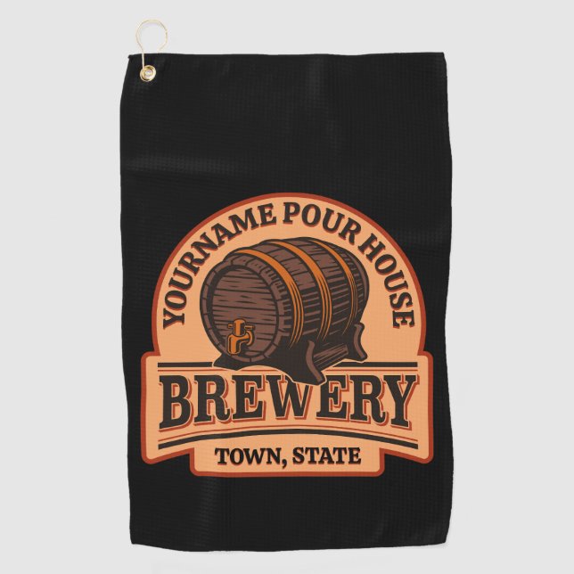 Personalisierter NAME Old Oak Barrel Bierbrauerei  Golfhandtuch (Vorderseite)