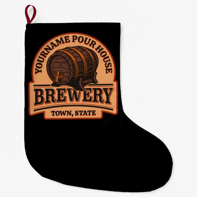 Personalisierter NAME Old Oak Barrel Bierbrauerei  Großer Weihnachtsstrumpf (Vorderseite)