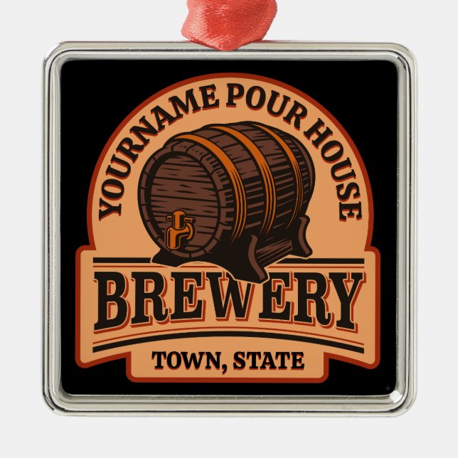 Personalisierter NAME Old Oak Barrel Bierbrauerei  Ornament Aus Metall (Vorne)