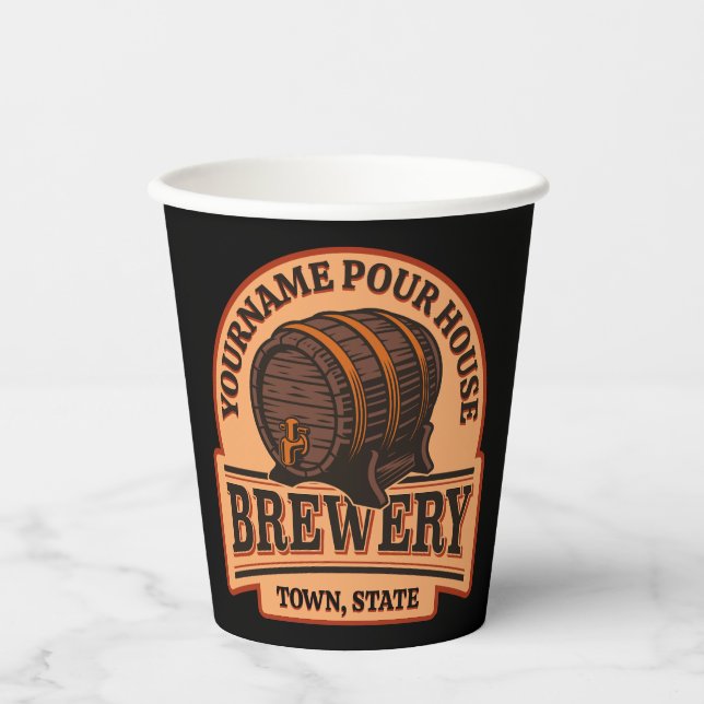 Personalisierter NAME Old Oak Barrel Bierbrauerei  Pappbecher (Vorderseite)