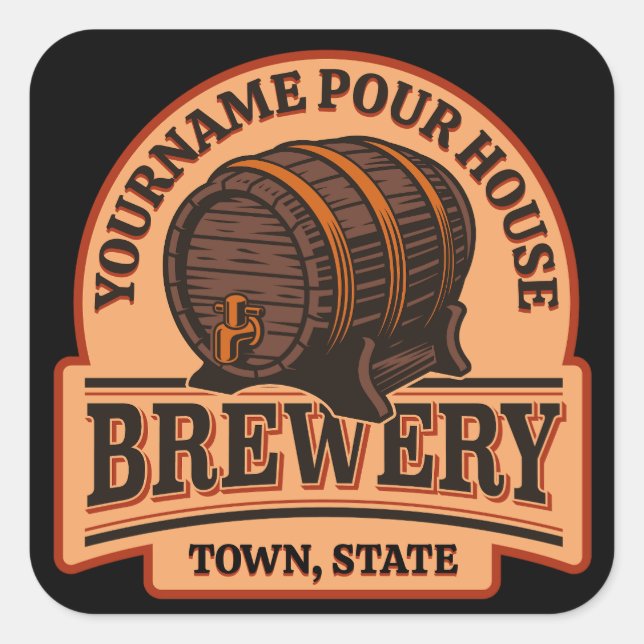 Personalisierter NAME Old Oak Barrel Bierbrauerei  Quadratischer Aufkleber (Vorderseite)
