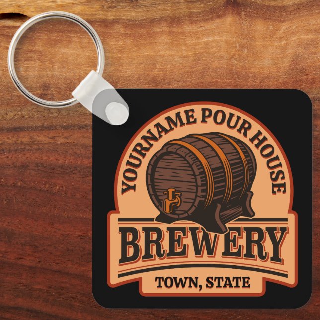 Personalisierter NAME Old Oak Barrel Bierbrauerei  Schlüsselanhänger (Vorderseite)