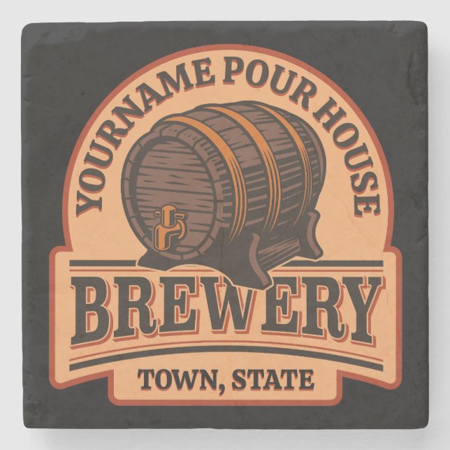 Personalisierter NAME Old Oak Barrel Bierbrauerei  Steinuntersetzer (Vorderseite)