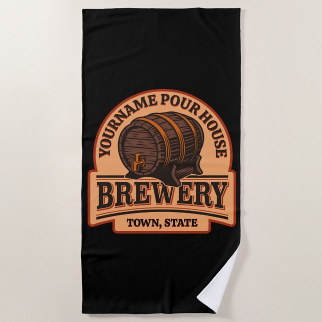 Personalisierter NAME Old Oak Barrel Bierbrauerei  Strandtuch (Vorderseite)