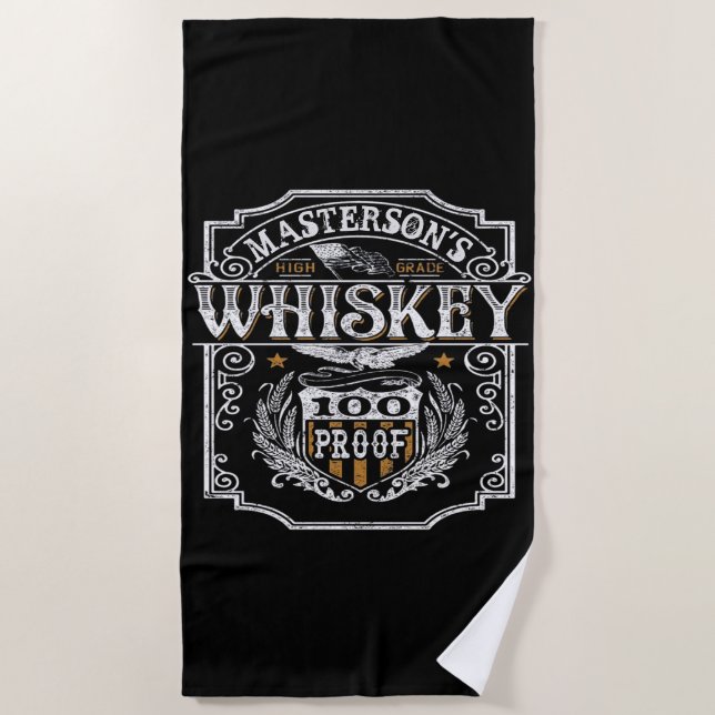Personalisierter NAME Old West Whiskey Brauerei Ba Strandtuch (Vorderseite)