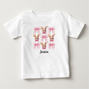 Personalisierter Name Osterhase Coquette-Schleife Baby T-shirt