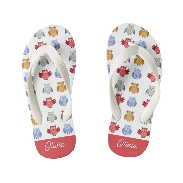 Personalisierter Name Owl Beach Kinderbadesandalen (Fußbett)