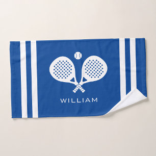 Personalisierter Name Padel Tennis Blaue Streifen Handtuch