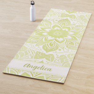 Personalisierter Name Pastel Green Mandala Yoga Ma Yogamatte