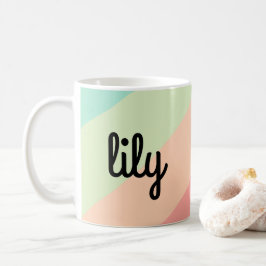 Personalisierter Name Pastell Rainbow Custom Gift Kaffeetasse