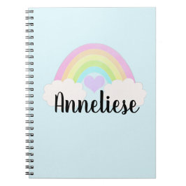 Personalisierter Name Pastell Wasserfarbe Regenbog Notizblock