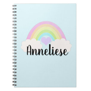 Personalisierter Name Pastell Wasserfarbe Regenbog Notizblock