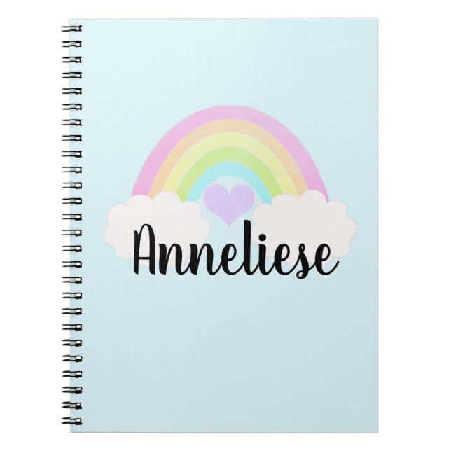 Personalisierter Name Pastell Wasserfarbe Regenbog Notizblock (Vorderseite)