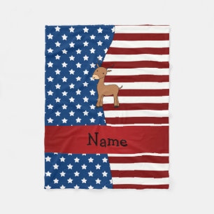 Personalisierter Name Patriotic impala Fleecedecke