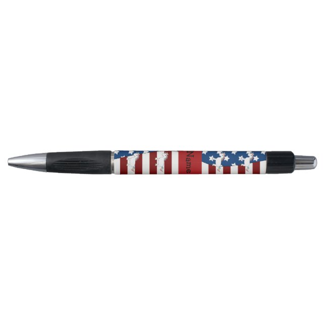 Personalisierter Name Patriotic unicorn Kugelschreiber (Vorderseite)